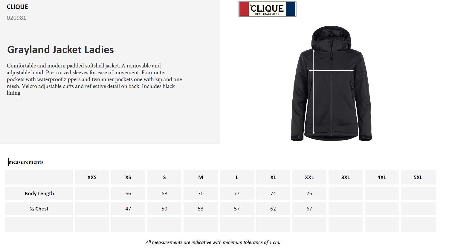 Clique Grayland Ladies Padded Softshell Jacket | Very Waterproof | Hood | 3 Colours | XS-2XL - Winter Jacket - Logo Free Clothing
