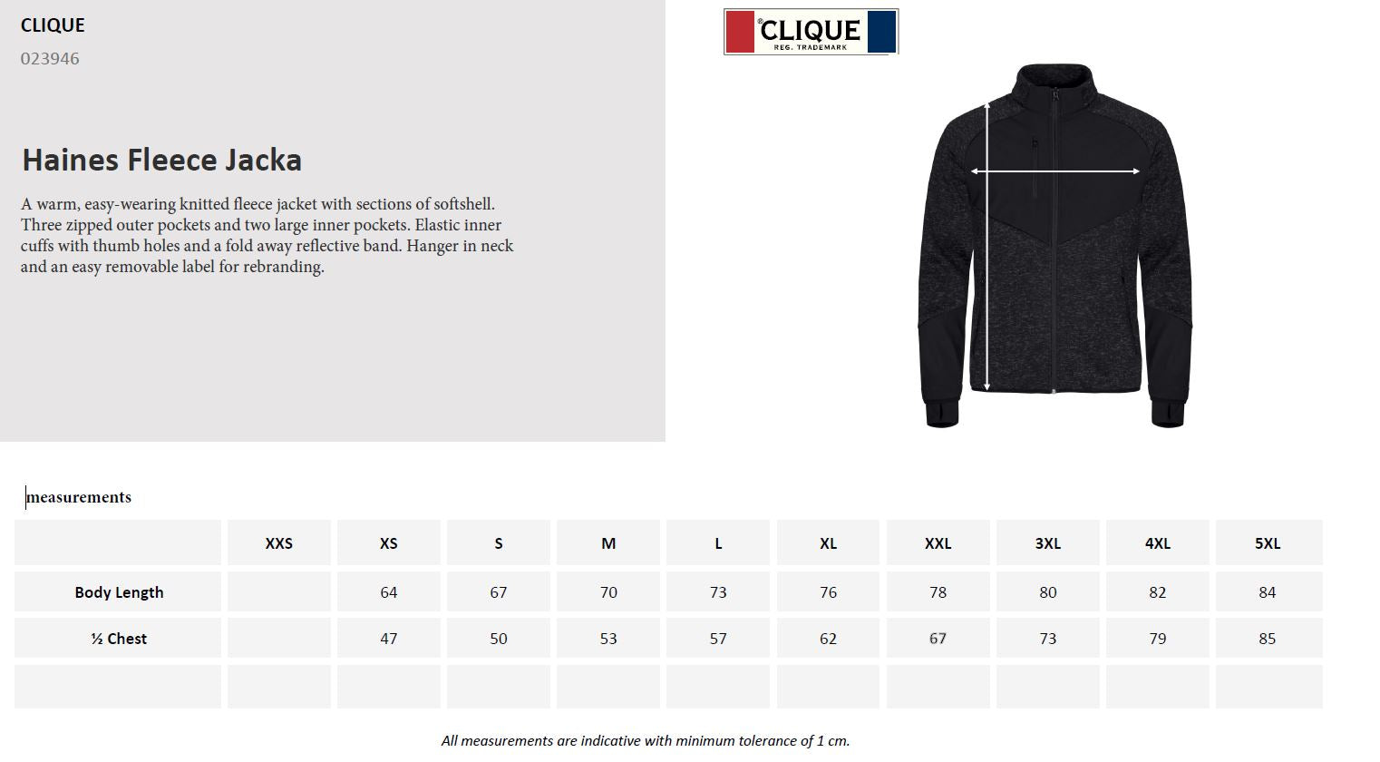 Clique Haines Fleece Jacket | Mens Hybrid Fleece | Softshell Panels | 4 Colours | XS-3XL - Fleece - Logo Free Clothing