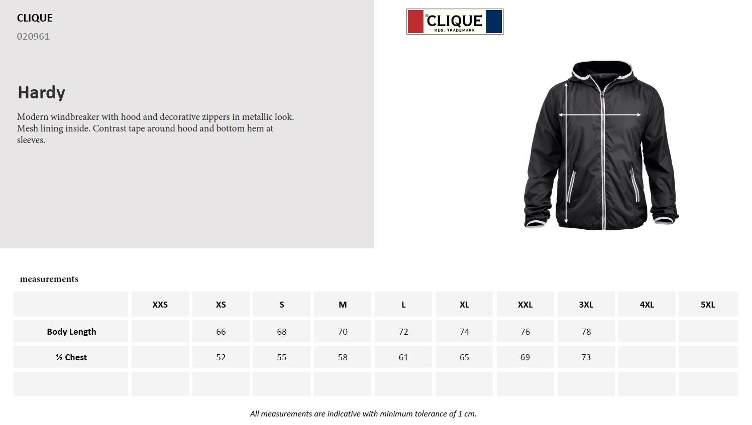 Clique Hardy Windbreaker Jacket | Unisex | Hood | Mesh Lining | 5 Colours | XS-3XL - Summer Jacket - Logo Free Clothing