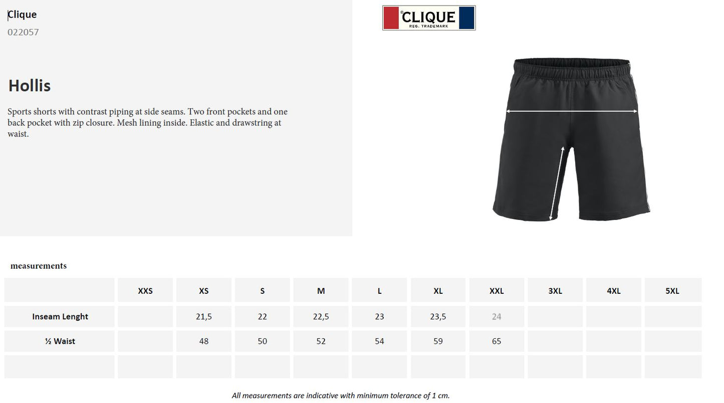 Clique Hollis Sports Shorts | Unisex Activewear | Mesh Lined | Pockets | 5 Colours | XS-2XL