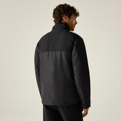 Model wearing the Regatta Recycle.Me Thermal Jacket in Black, back view