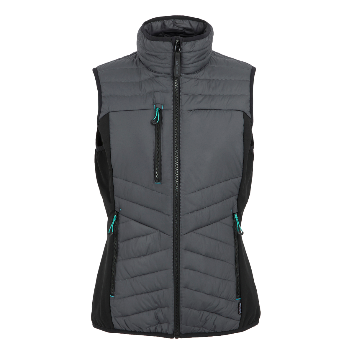 Regatta Ada Ladies Hybrid Bodywarmer in Seal Grey and Black, front view