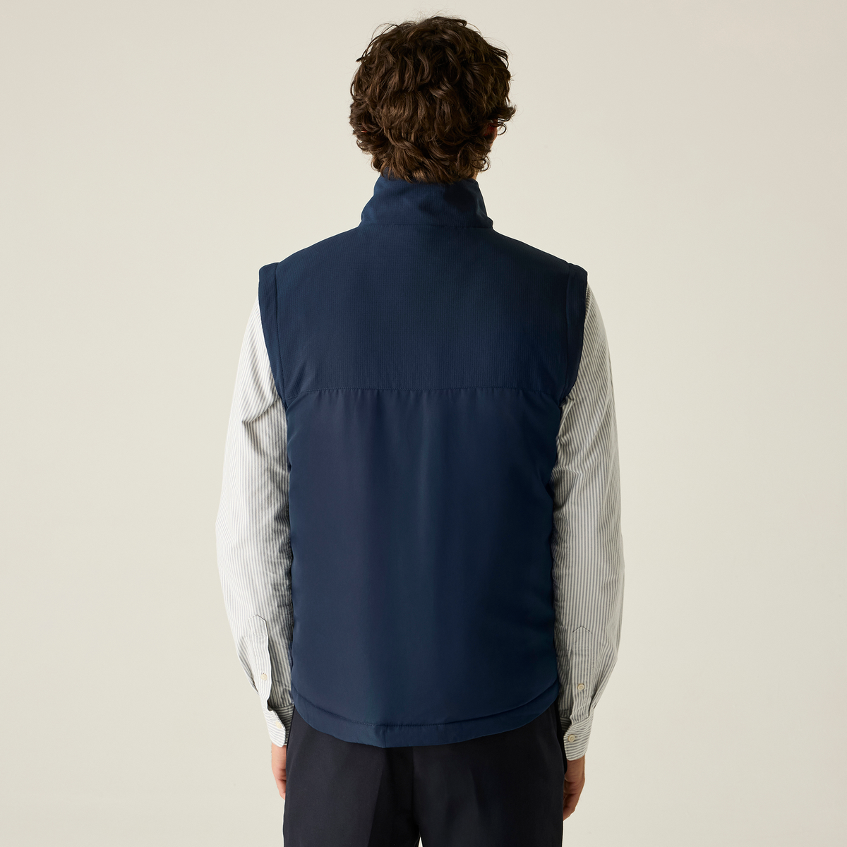 Model wearing the Regatta Recycle.Me Thermal Bodywarmer in Navy, back view