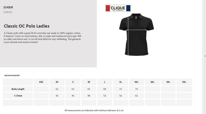 Clique Classic Organic Cotton Ladies Polo Shirt | Organic Fabric | 8 Colours | XS-2XL - Polo Shirt - Logo Free Clothing