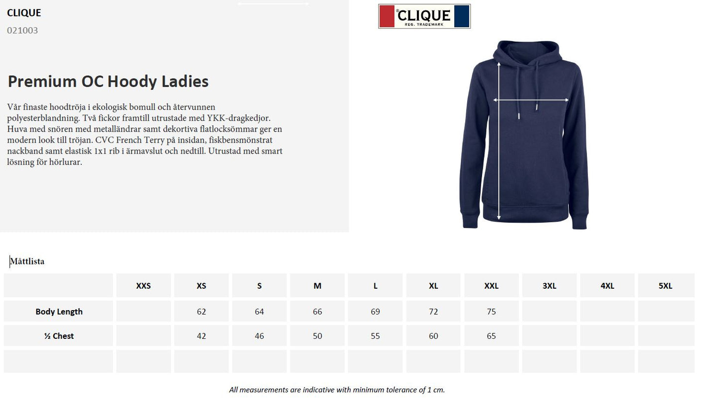 Clique Premium Organic Cotton Ladies Hoodie | Hooded Sweatshirt | 5 Colours | XS-2XL - Hoodie - Logo Free Clothing