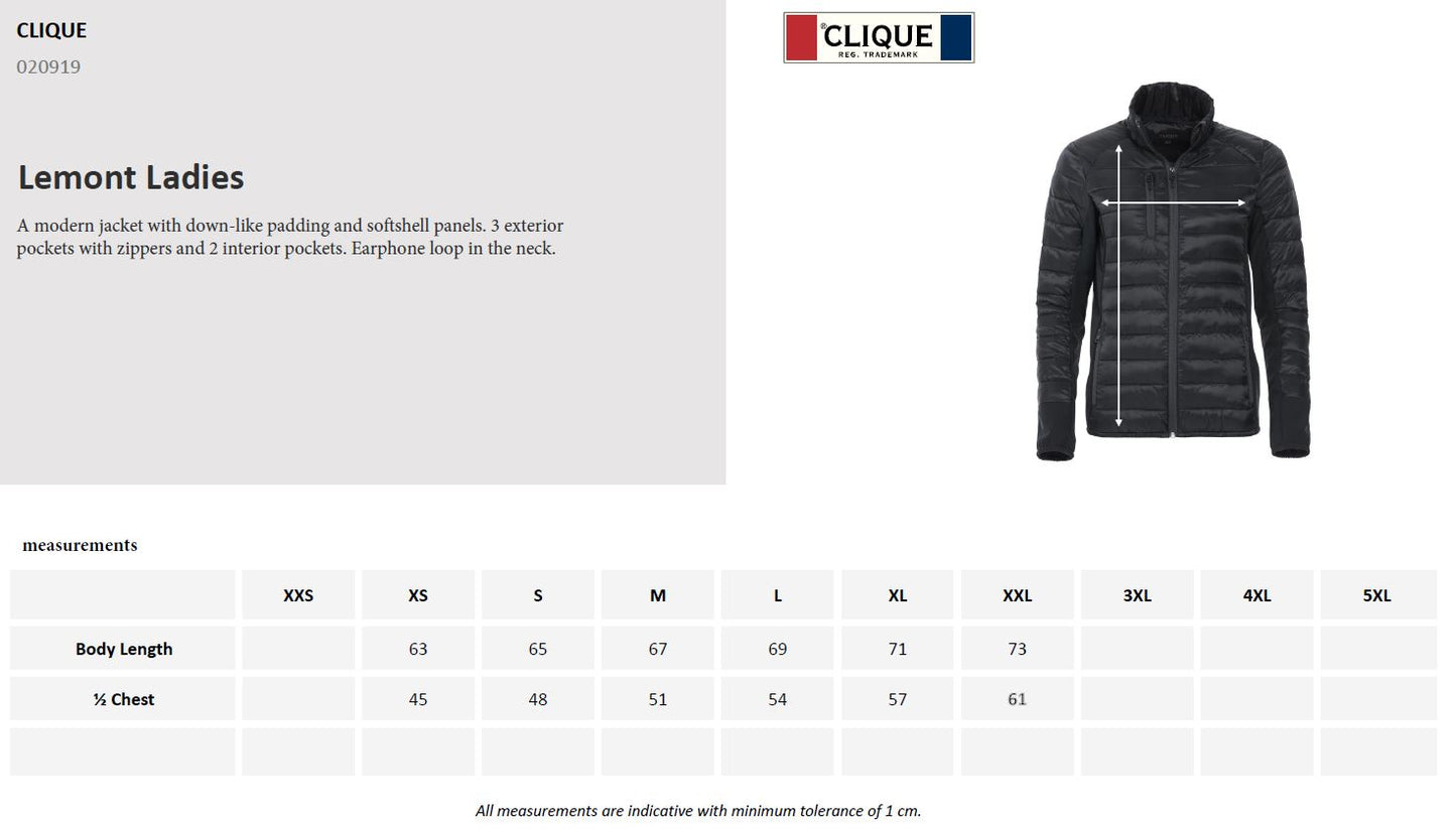 Clique Lemont Ladies Jacket | Quilted Lightweight Puffer | Softshell Panels | 3 Colours | XS-2XL