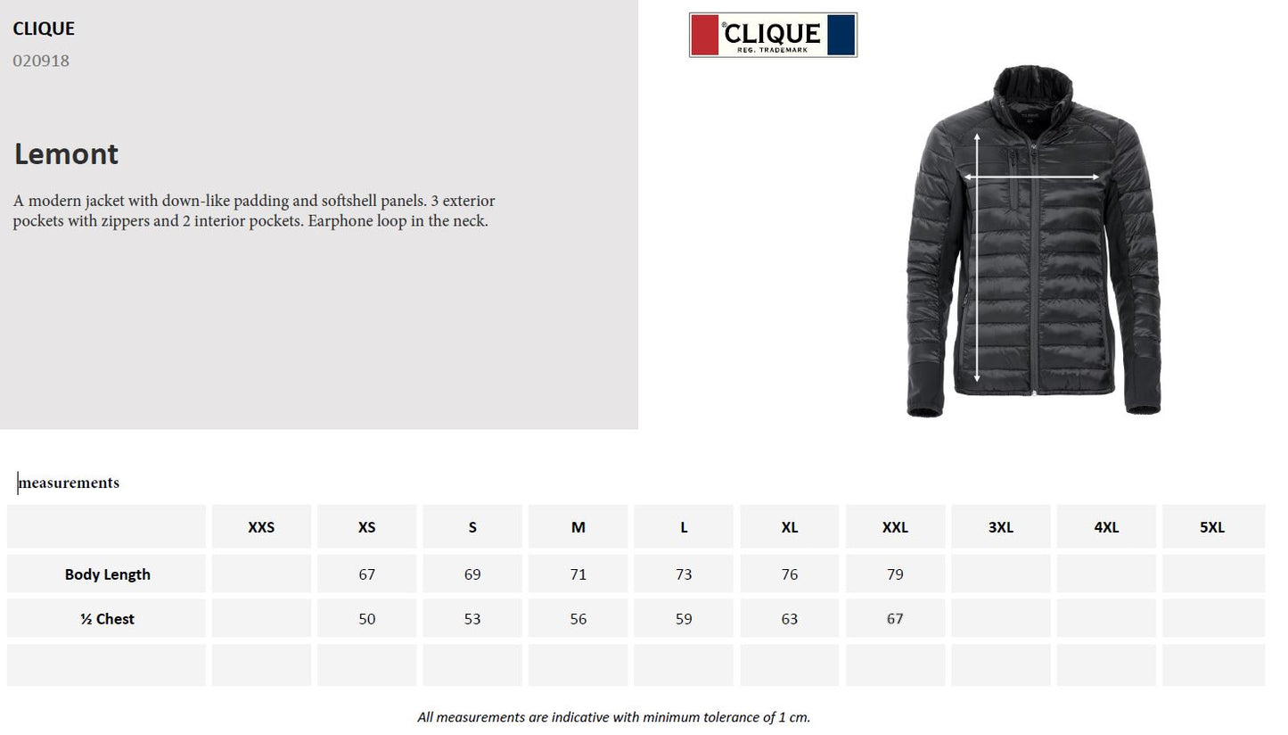 Clique Lemont Mens Jacket | Quilted Lightweight Puffer | Softshell Panels | 3 Colours | XS-2XL