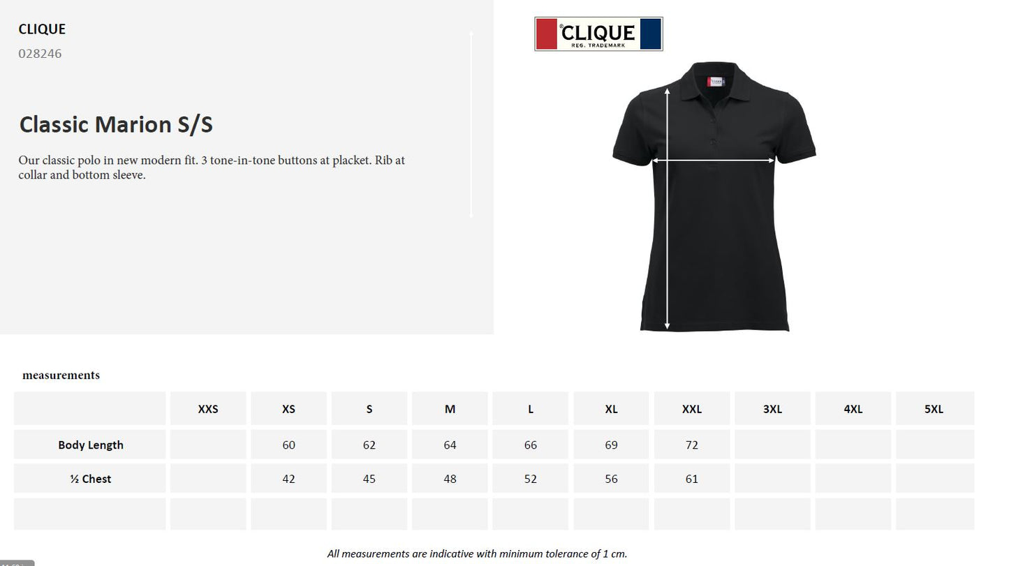 Clique Classic Marion Ladies Polo Shirt | Short Sleeve Soft Cotton Polo | 17 Colours | XS-2XL