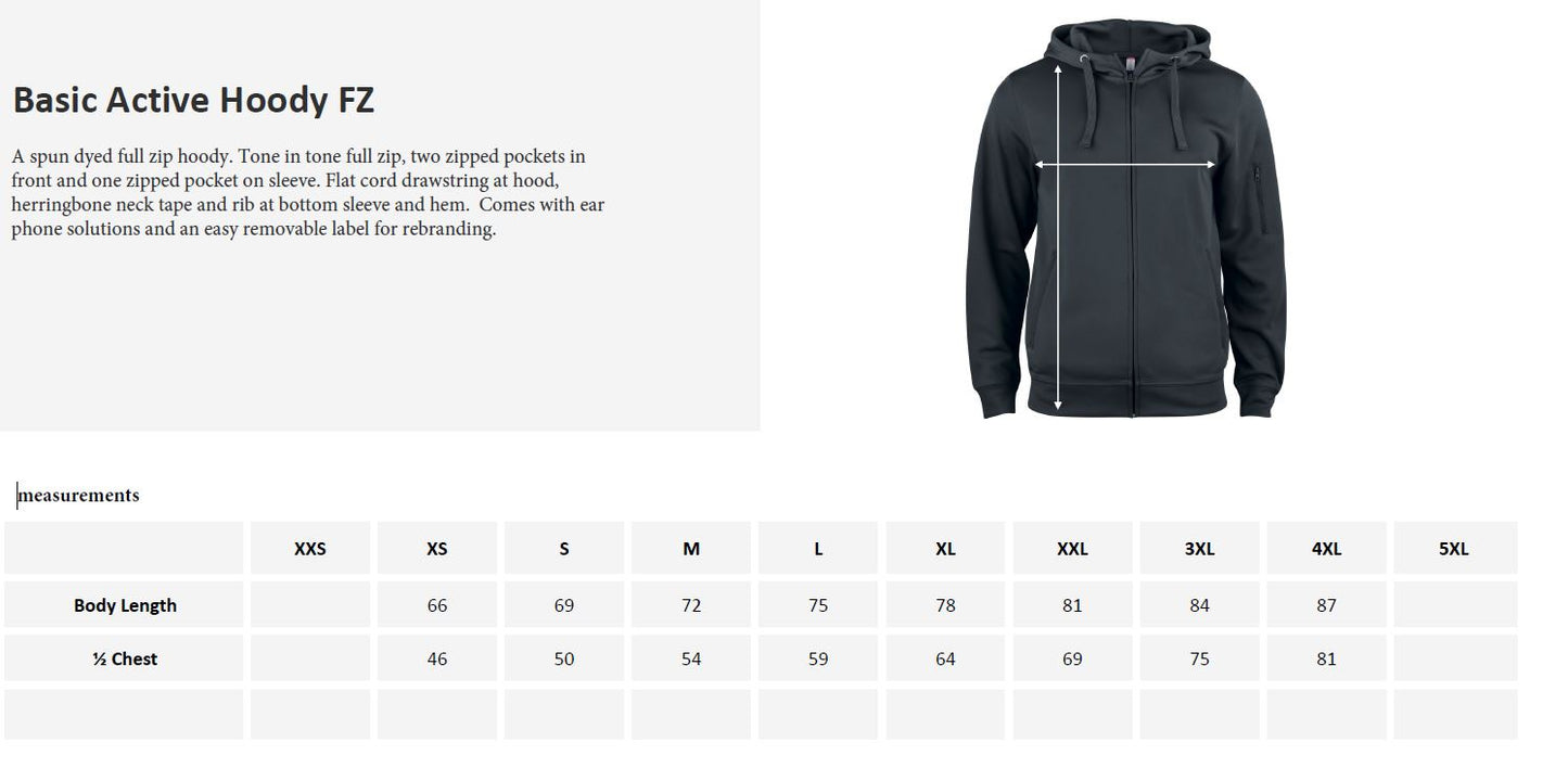 Clique Basic Active Mens Zip-Up Hoodie | Medium Weight Hooded Jacket | 5 Colours | XS-3XL