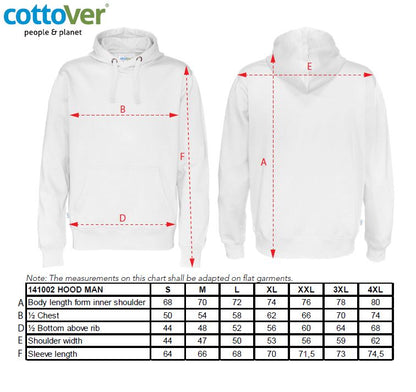 Cottover Mens Hoodie | Medium Weight | Fairtrade GOTS Organic Cotton | 14 Colours | S-4XL - Hoodie - Logo Free Clothing