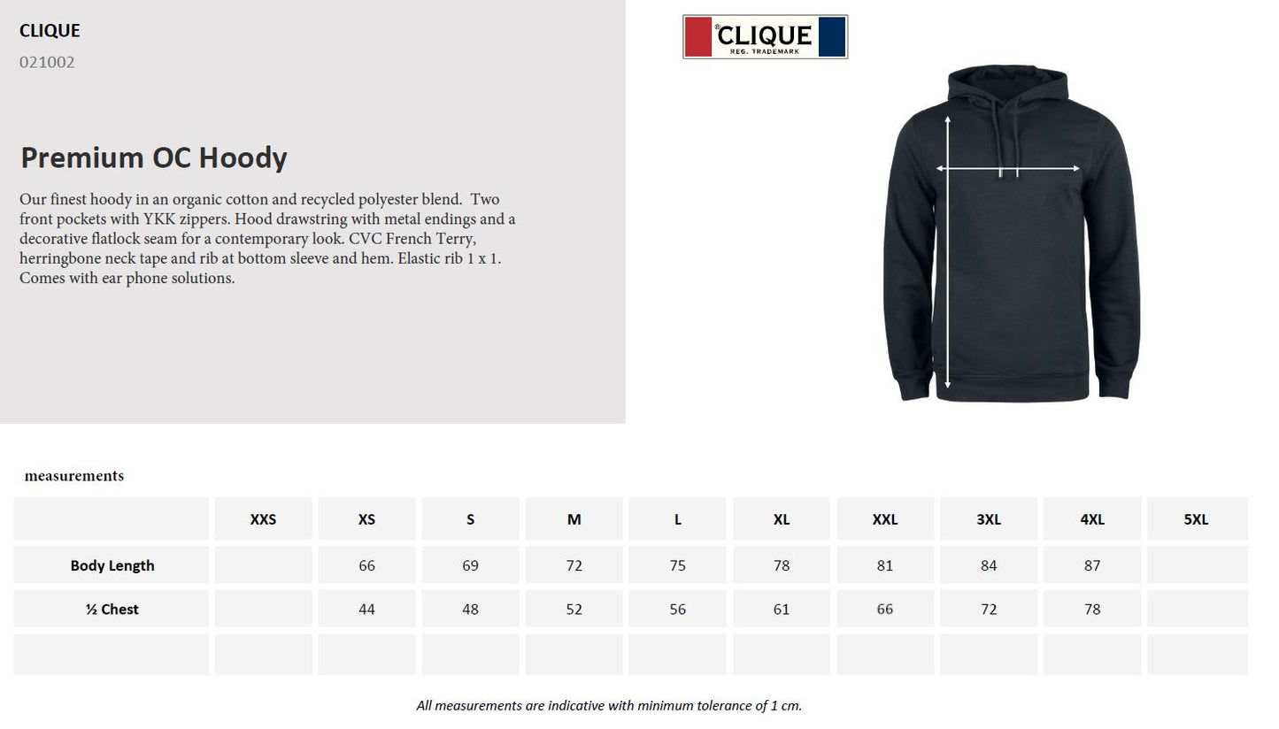 Clique Premium Organic Cotton Mens Hoodie | Hooded Sweatshirt | 5 Colours | XS-4XL