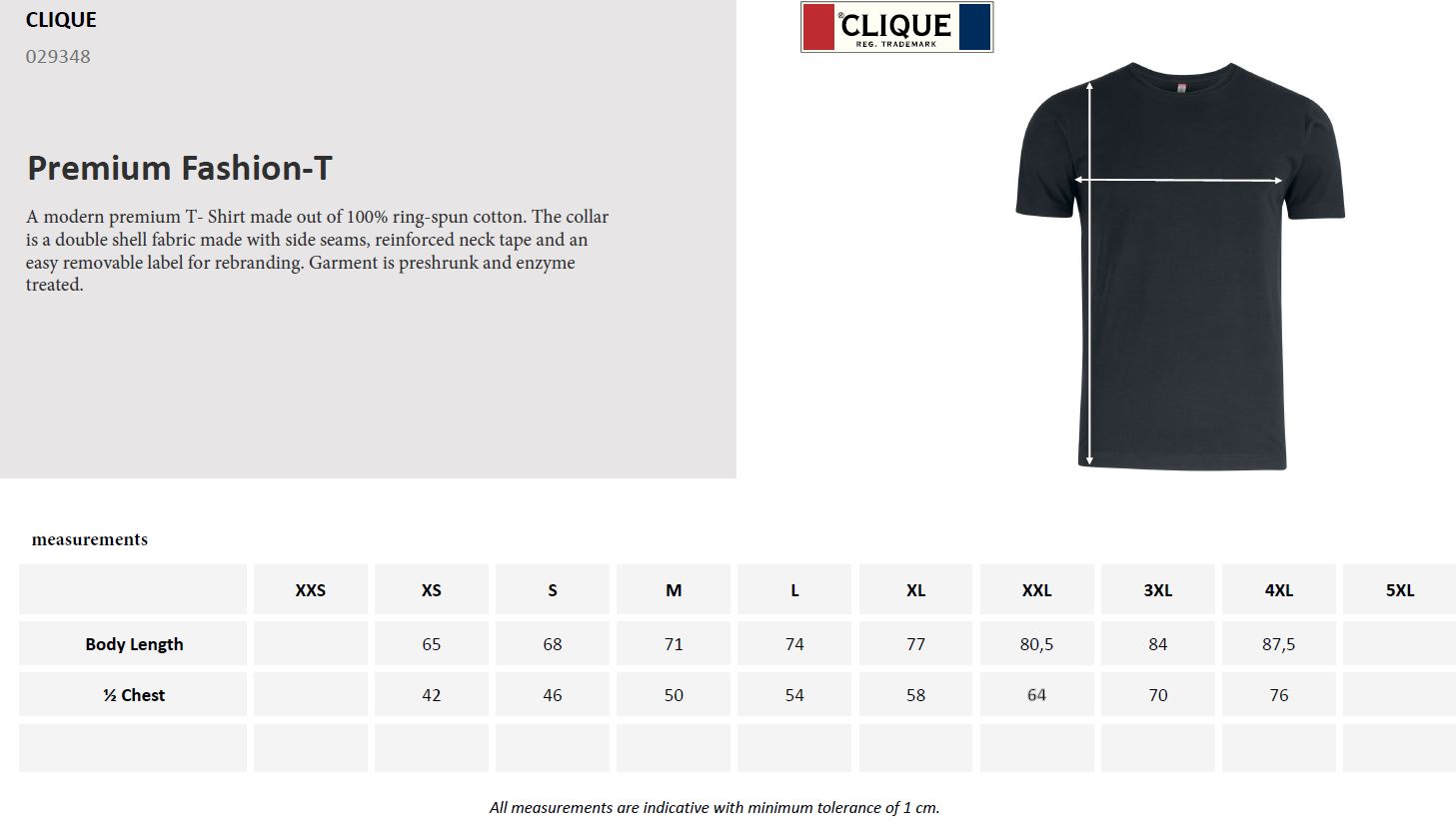 Clique Premium Fashion T-Shirt | Mens Cotton Tee Shirt | Pre-Shrunk | 4 Colours | XS-3XL - Tee Shirt - Logo Free Clothing