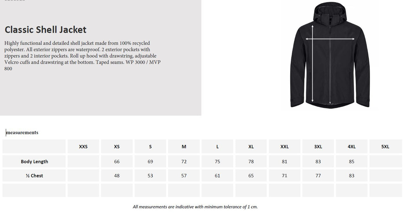 Clique Classic Mens Shell Jacket | Waterproof | Recycled Material | Navy or Black | XS-4XL