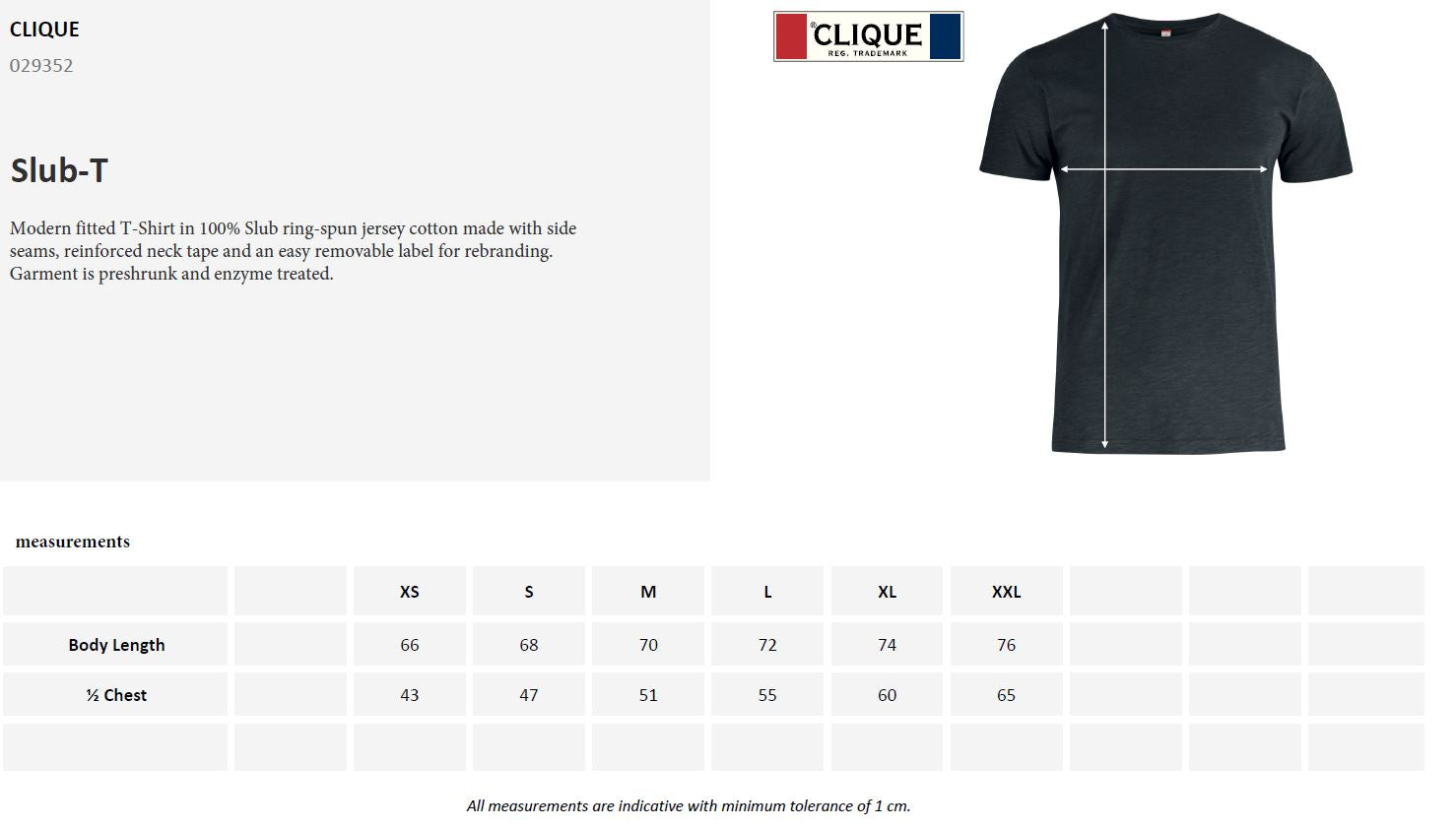 Clique Slub Mens T-Shirt | Ringspun Cotton | Pre-Shrunk | Super Soft | 4 Colours | XS-2XL - Tee Shirt - Logo Free Clothing