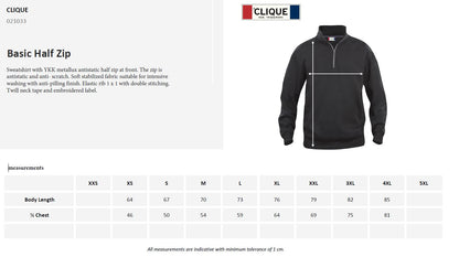 Clique Basic Half Zip Sweatshirt | Unisex Half-Zip Sweater | Durable | Soft | 14 Colours | XS-5XL - Sweatshirt - Logo Free Clothing
