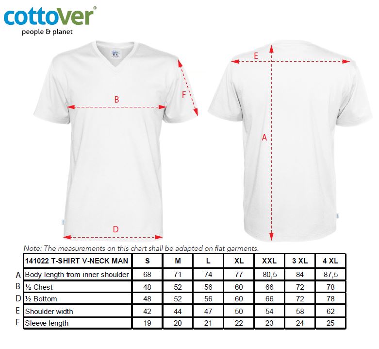 Cottover Organic Cotton Mens V-Neck T-Shirt | GOTS | Fairtrade | 14 Colours | S-4XL - Tee Shirt - Logo Free Clothing