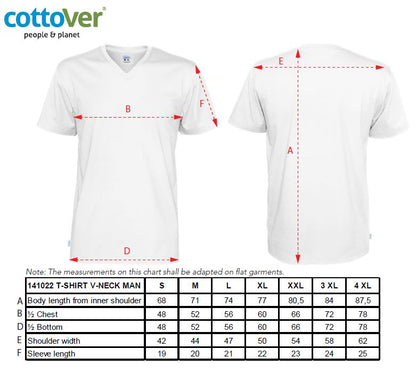 Cottover Organic Cotton Mens V-Neck T-Shirt | GOTS | Fairtrade | 14 Colours | S-4XL - Tee Shirt - Logo Free Clothing