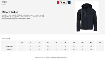Clique Milford Mens Softshell Jacket | Detachable Hood | Waterproof | 5 Colours | XS-4XL