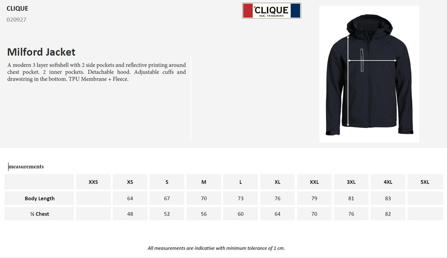 Clique Milford Mens Softshell Jacket | Detachable Hood | Waterproof | 5 Colours | XS-4XL - Summer Jacket - Logo Free Clothing