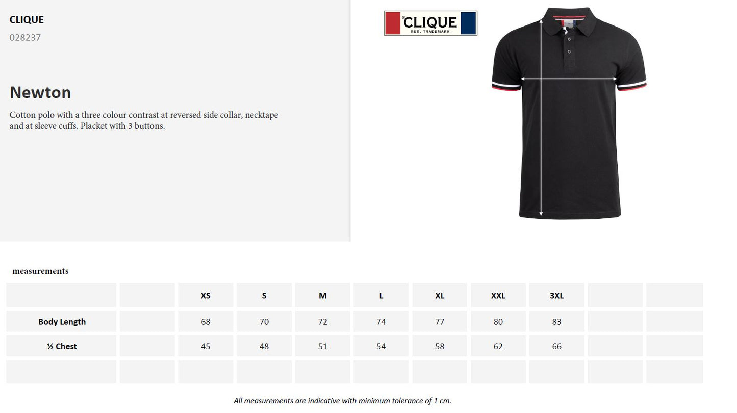 Clique Newton Mens Polo Shirt | Contrast Details | Ringspun Cotton Polo | 3 Colours | XS-3XL