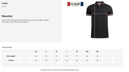 Clique Newton Mens Polo Shirt | Contrast Details | Ringspun Cotton Polo | 3 Colours | XS-3XL - Polo Shirt - Logo Free Clothing