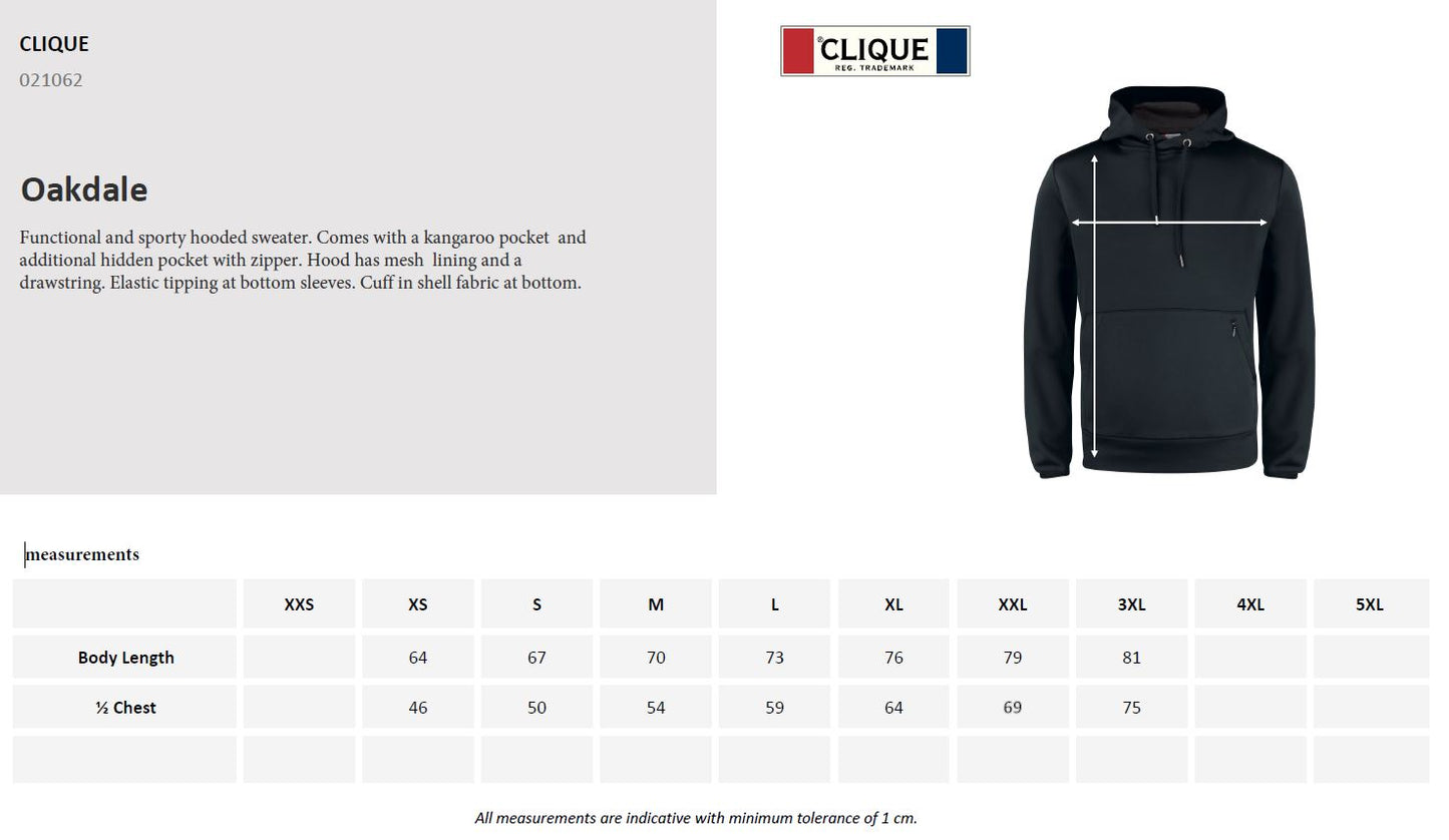 Clique Oakdale Mens Hoodie | Medium Weight Hooded Activewear | 4 Colours | XS-3XL