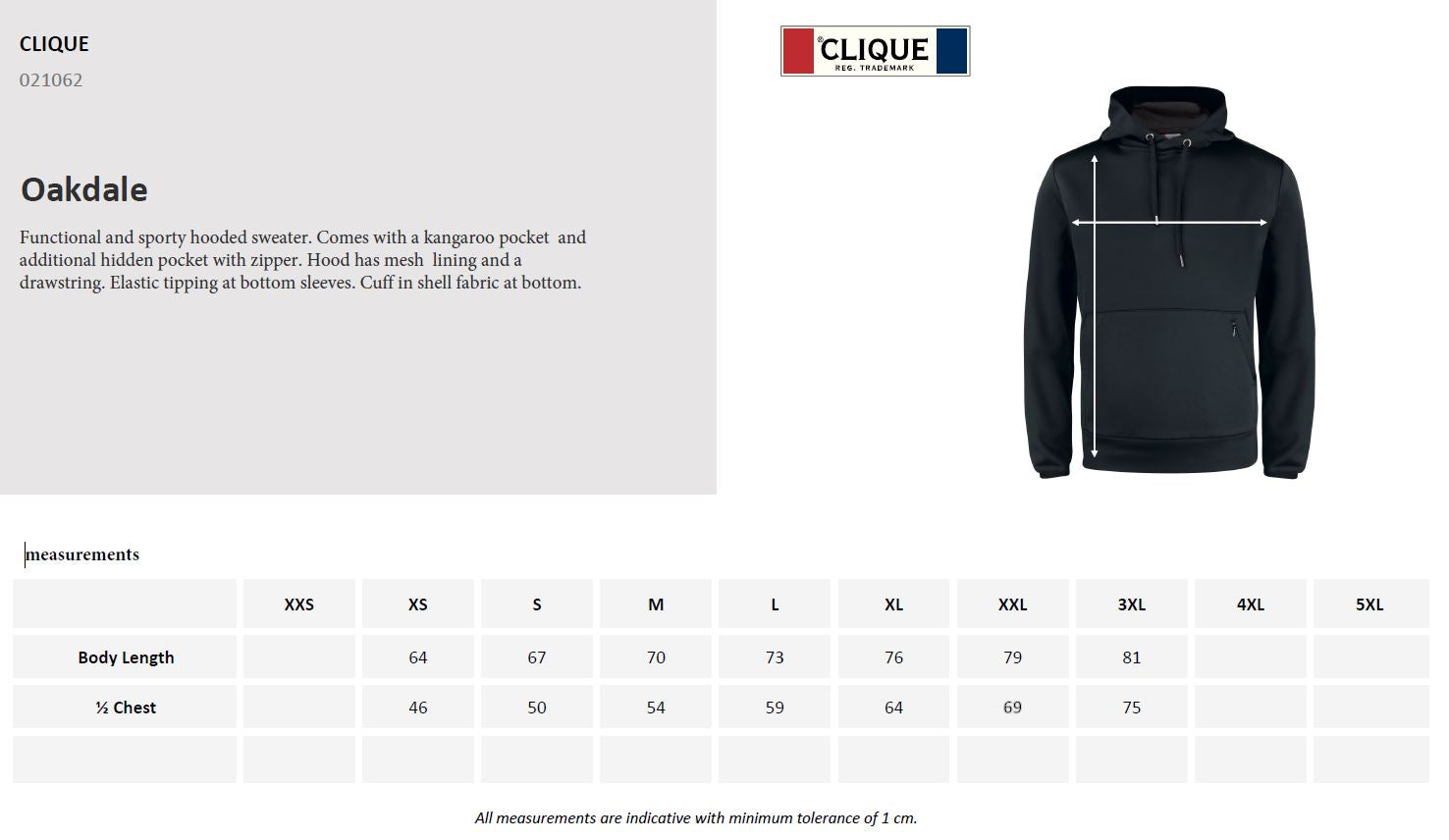 Clique Oakdale Mens Hoodie | Medium Weight Hooded Activewear | 4 Colours | XS-3XL - Hoodie - Logo Free Clothing