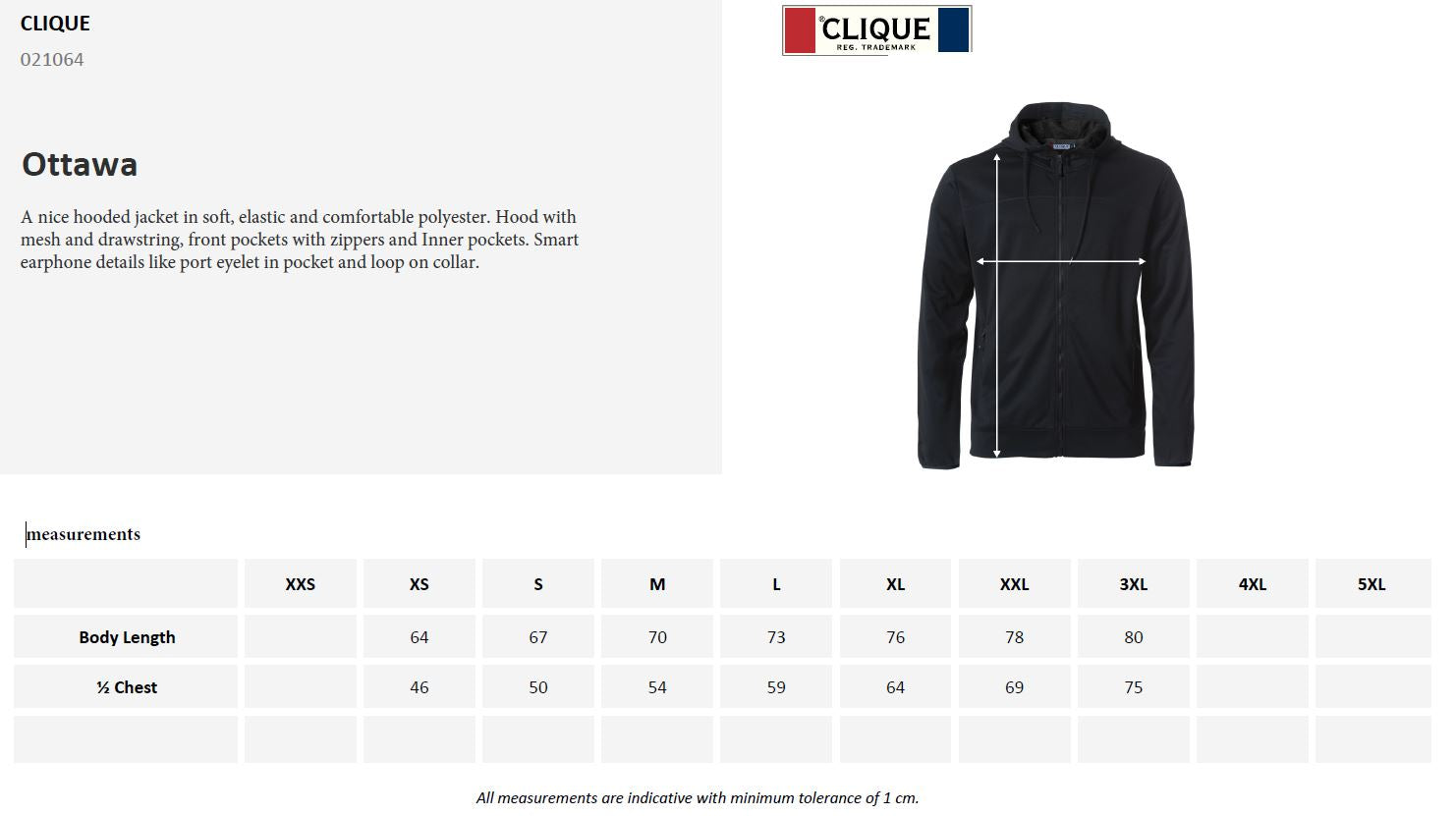 Clique Ottawa Mens Zip-Up Hoodie | Medium Weight Hooded Jacket | 4 Colours | XS-3XL - Hoodie - Logo Free Clothing