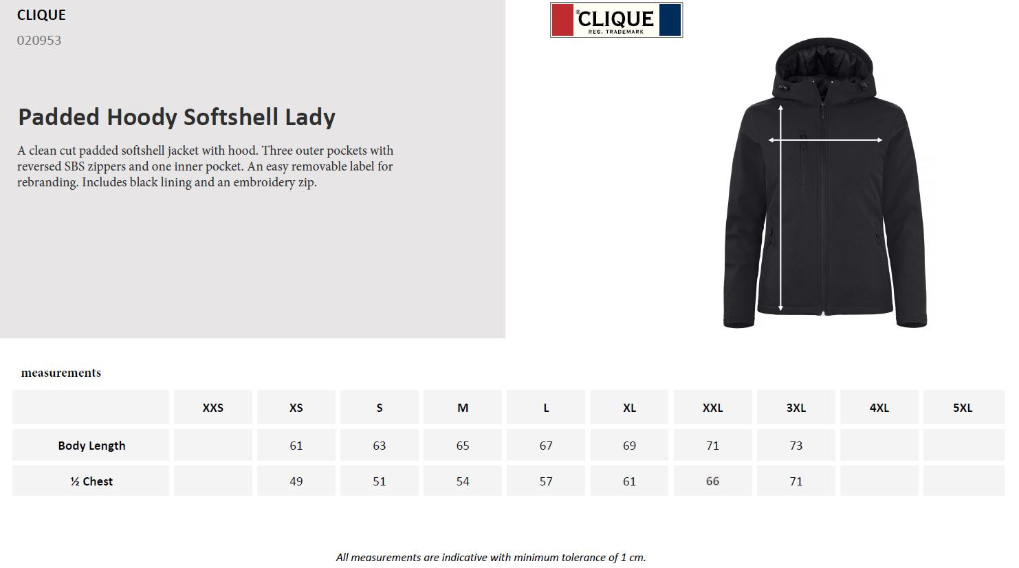 Clique Padded Ladies Softshell Jacket | Hooded | Waterproof | Microfleece | 6 Colours | XS-2XL - Summer Jacket - Logo Free Clothing