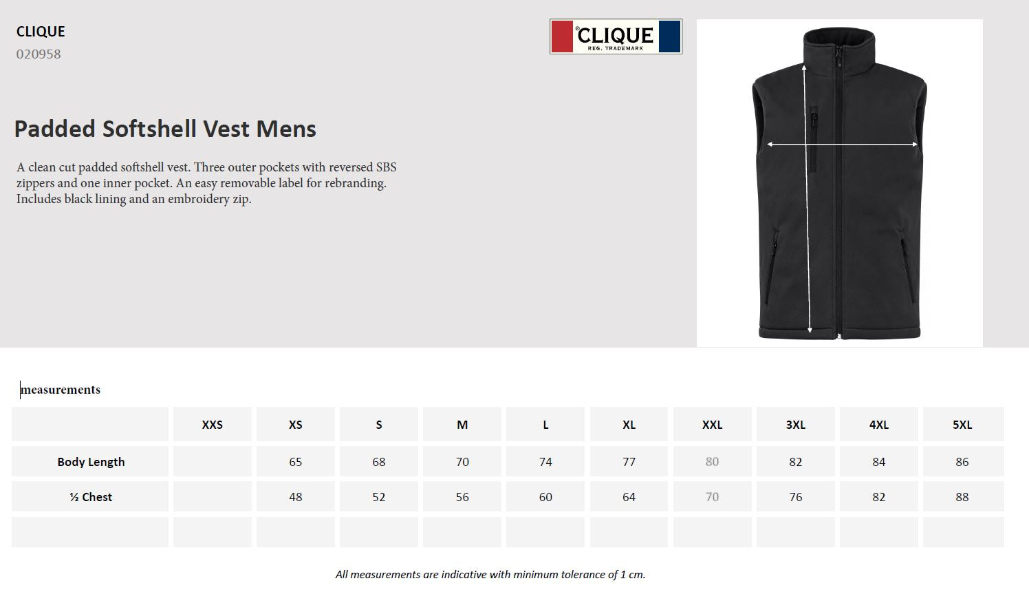 Clique Mens Padded Softshell Gilet | Waterproof | Microfleece | 6 Colours | XS-4XL - Gilet - Logo Free Clothing