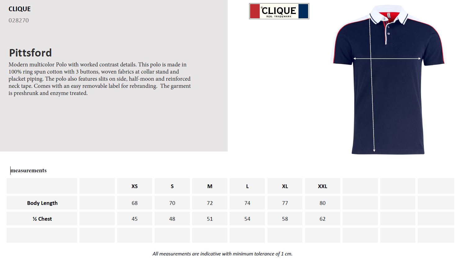 Clique Pittsford Mens Polo Shirt | Contrast Shoulders | Super Soft Cotton | 2 Colours | XS-XL - Polo Shirt - Logo Free Clothing