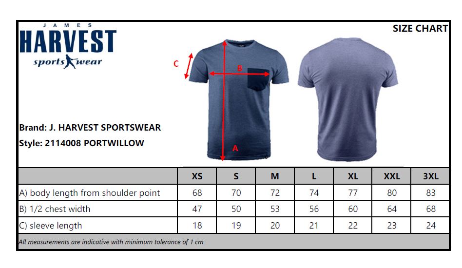 James Harvest Portwillow T-Shirt | Mens Cotton Tee Shirt | Pre-Shrunk | 5 Colours | XS-3XL - Tee Shirt - Logo Free Clothing