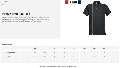 Clique Premium Stretch Mens Polo Shirt | Soft Cotton Polo | Elastane | 12 Colours | XS-4XL