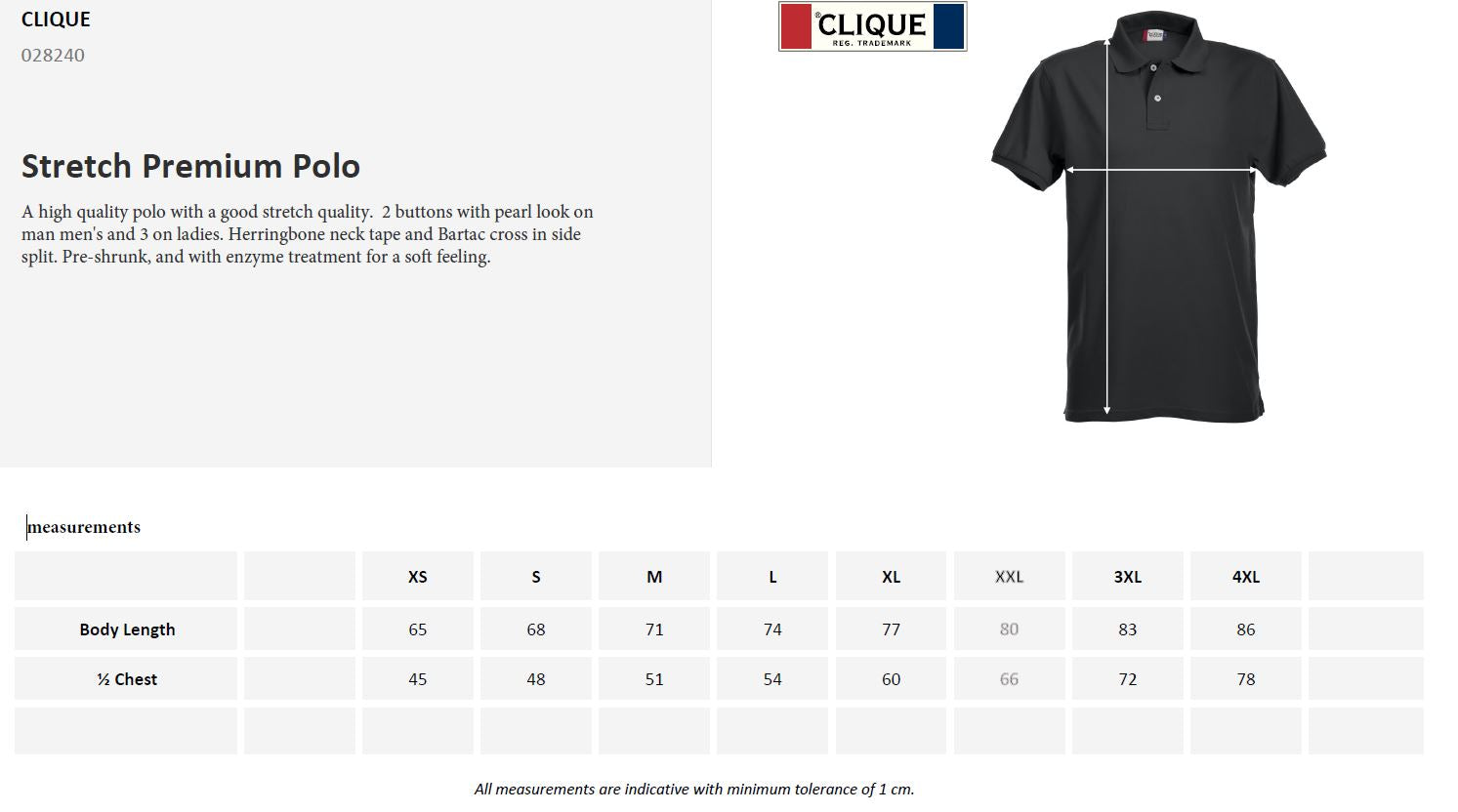 Clique Premium Stretch Mens Polo Shirt | Soft Cotton Polo | Elastane | 12 Colours | XS-4XL - Polo Shirt - Logo Free Clothing