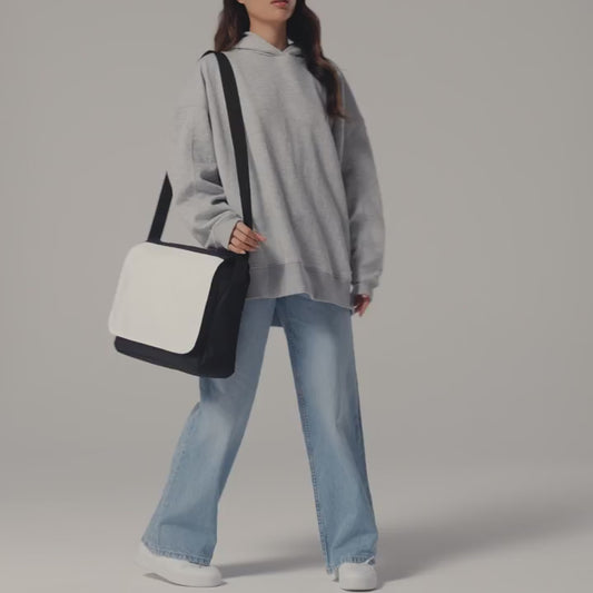 BagBase Sublimation Messenger Bag | 9 Litre Capacity | Black & White | One Size