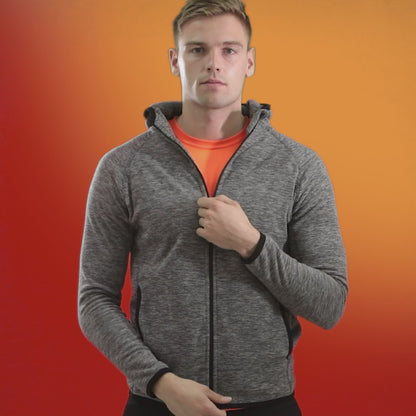 Spiro Fitness Mens Microfleece Hoodie | Lightweight Full Zip Hoodie | Grey Marl | S-3XL