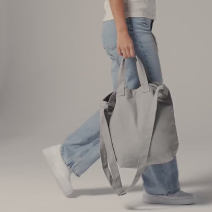 BagBase Canvas Day Bag | Tote Bag | 15 Litre Capacity | Adjustable Strap | Grey or Black | One Size