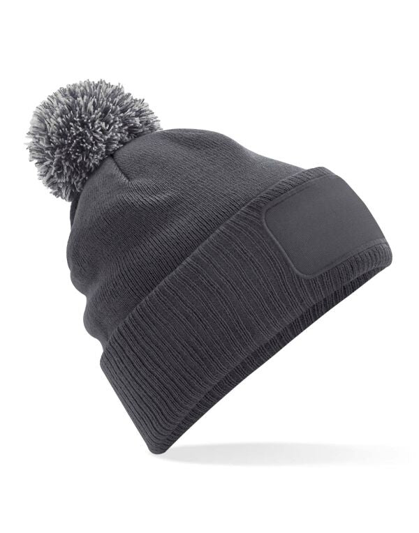 Beechfield Snowstar® Patch Beanie | Unisex | Pom-Pom | Soft Touch | 8 Colours | One Size