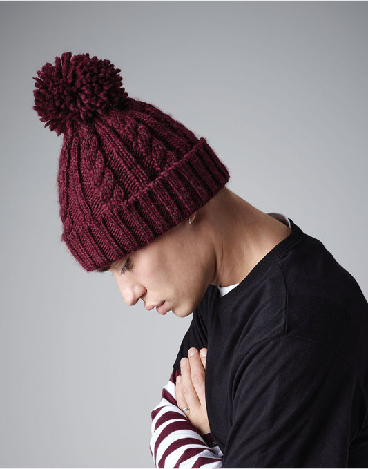 Beechfield | Cable Knit Melange Beanie | Logo Free Clothing