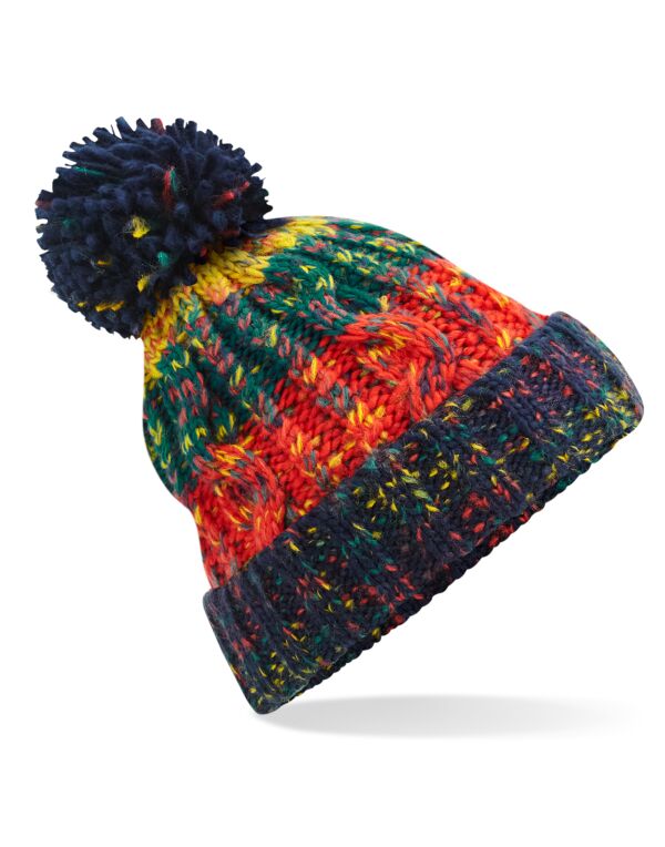 Beechfield Corkscrew Pom Pom Beanie | Unisex | Heavyweight Cable Knit | 15 Colours | One Size