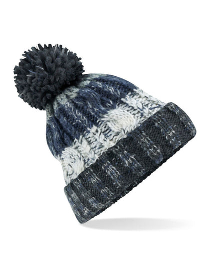 Beechfield Corkscrew Pom Pom Beanie | Unisex | Heavyweight Cable Knit | 15 Colours | One Size