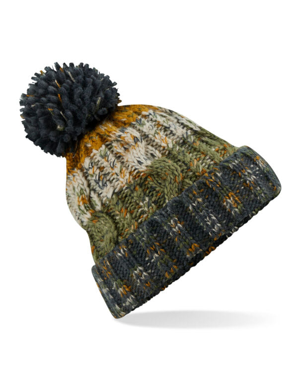 Beechfield Corkscrew Pom Pom Beanie | Unisex | Heavyweight Cable Knit | 15 Colours | One Size