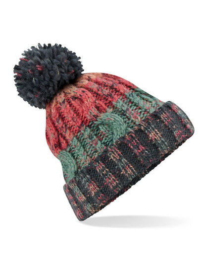 Beechfield Corkscrew Pom Pom Beanie | Unisex | Heavyweight Cable Knit | 15 Colours | One Size