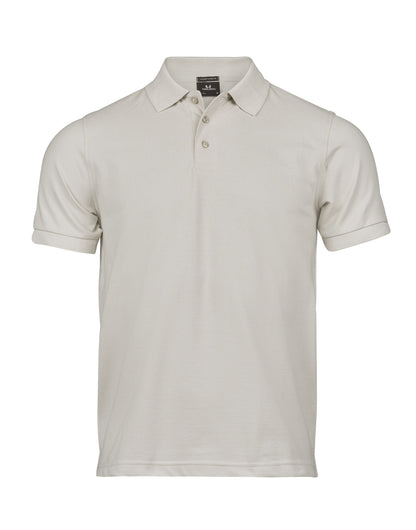Tee Jays Men’s Luxury Stretch Polo Shirt in Cement, front view