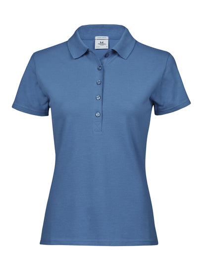 Tee Jays Ladies Luxury Stretch Polo Shirt in Ocean Blue, front view
