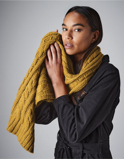 Beechfield | Cable Knit Melange Scarf | Logo Free Clothing