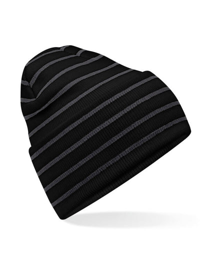 Beechfield Original Deep Cuffed Striped Beanie | Unisex | Double Knit | 4 Colours | One Size