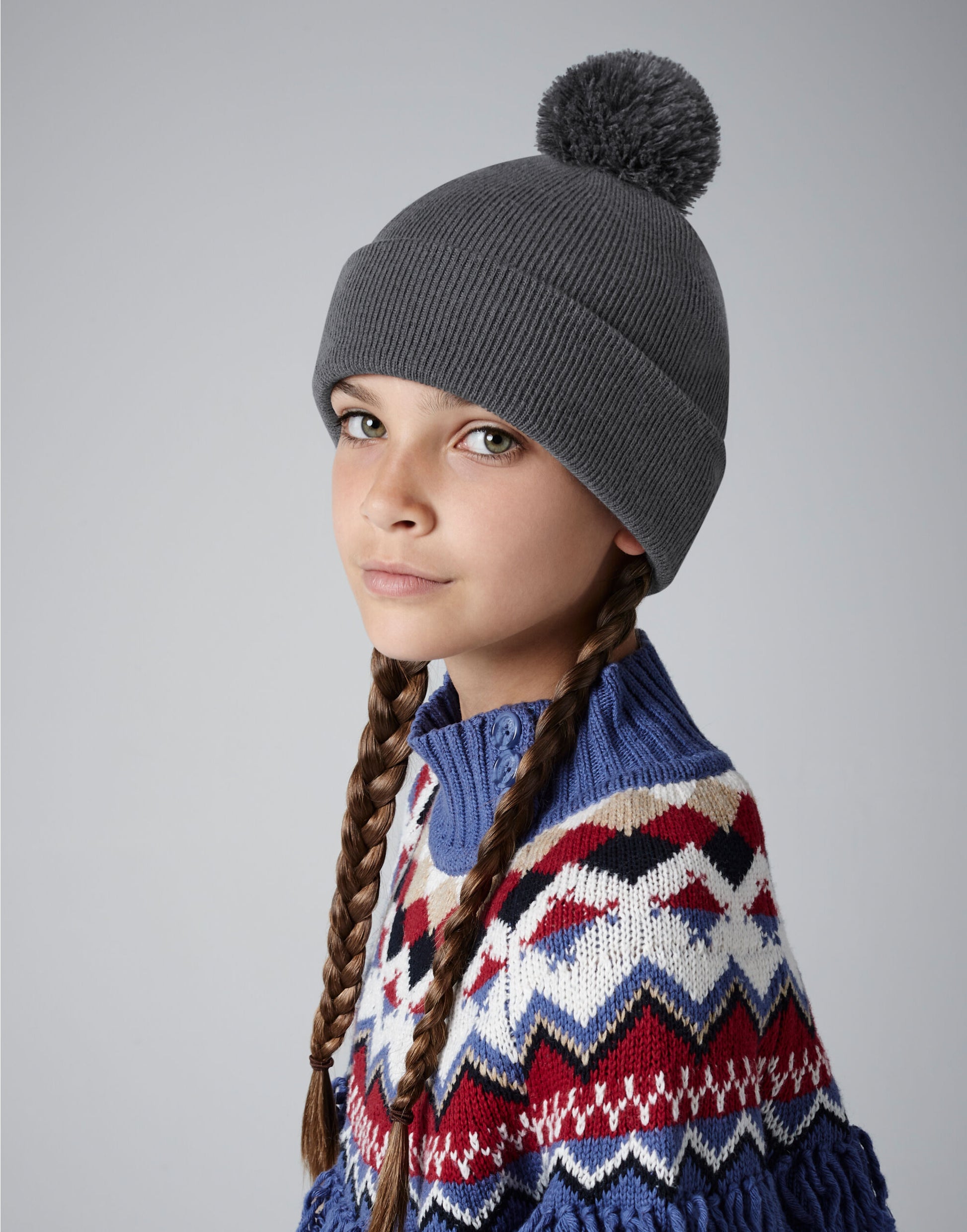 Beechfield | Junior Original Pompom Beanie | Logo Free Clothing