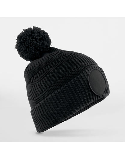 Beechfield Fan Patch Beanie | Unisex | Recycled | Lined | Pom-Pom | 6 Colours | One Size