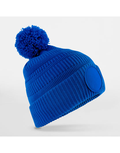 Beechfield Fan Patch Beanie | Unisex | Recycled | Lined | Pom-Pom | 6 Colours | One Size